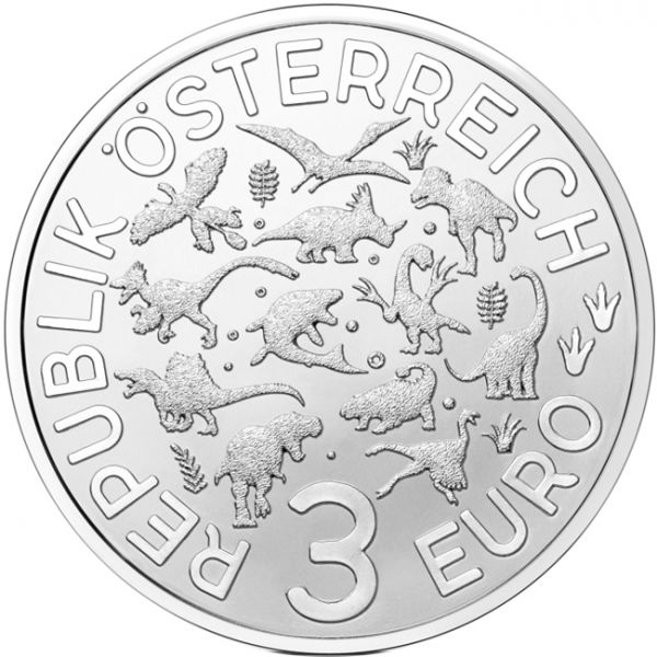 Autriche - 3 Euro, Styracosaurus Albertensis, 2021